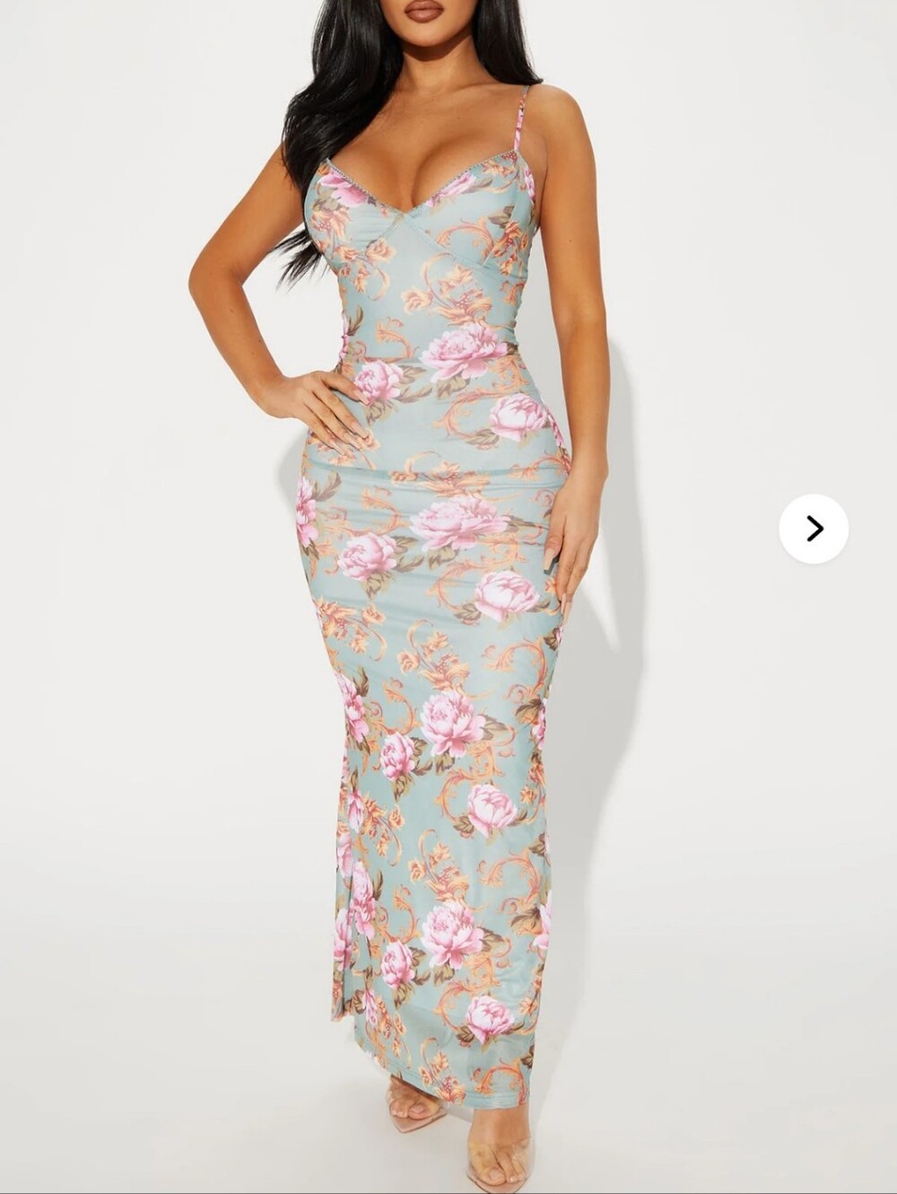 Fashion Nova White Maxi Dress with Pastel Print